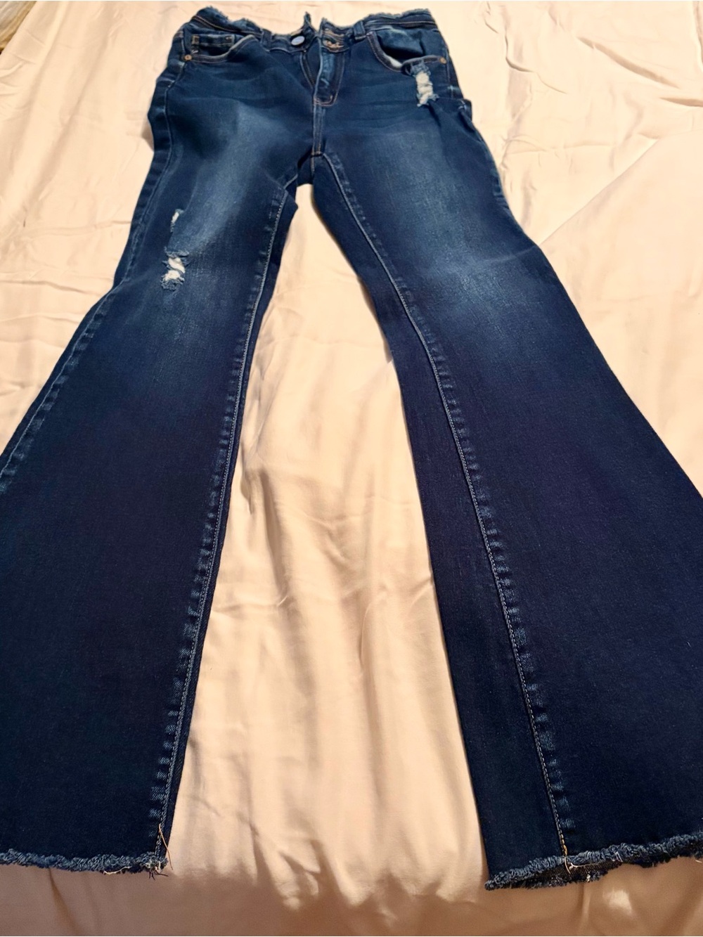 KanCan Dark Blue Flared Distressed Jeans